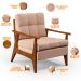 Kit 02 Poltronas Decorativas Para Sala de Estar Encosto Ripado Emília B04 Linho Rosê - Lyam Decor