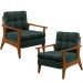 Kit 02 Poltronas Decorativas Para Sala de Estar Encosto Ripado Emília B04 Linho Verde Musgo - Lyam Decor