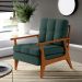 Kit 02 Poltronas Decorativas Para Sala de Estar Encosto Ripado Emília B04 Linho Verde Musgo - Lyam Decor