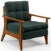 Kit 02 Poltronas Decorativas Para Sala de Estar Encosto Ripado Emília B04 Linho Verde Musgo - Lyam Decor