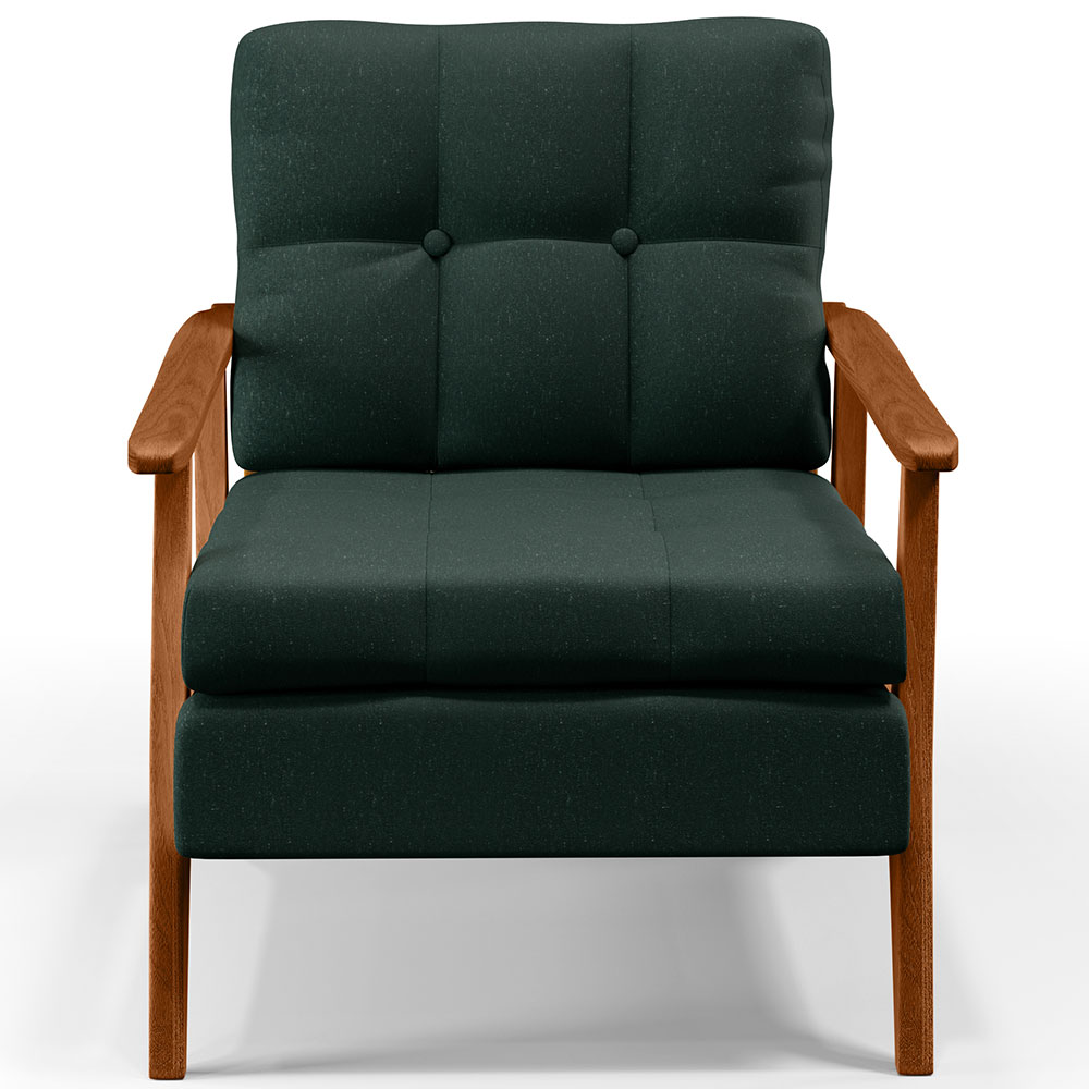 Kit 02 Poltronas Decorativas Para Sala de Estar Encosto Ripado Emília B04 Linho Verde Musgo - Lyam Decor