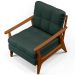 Kit 02 Poltronas Decorativas Para Sala de Estar Encosto Ripado Emília B04 Linho Verde Musgo - Lyam Decor