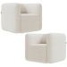 Kit 02 Poltronas Decorativas Para Sala de Estar Fixa Living Peônia K01 Bouclê Creme - Lyam Decor