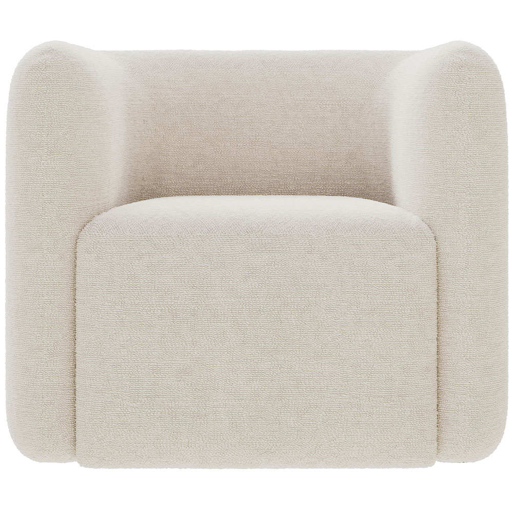 Kit 02 Poltronas Decorativas Para Sala de Estar Fixa Living Peônia K01 Bouclê Creme - Lyam Decor