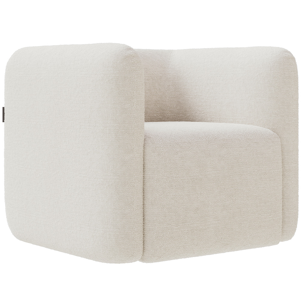 Kit 02 Poltronas Decorativas Para Sala de Estar Fixa Living Peônia K01 Bouclê Creme - Lyam Decor