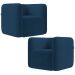 Kit 02 Poltronas Decorativas Para Sala de Estar Fixa Living Peônia K01 Veludo Azul Marinho - Lyam Decor