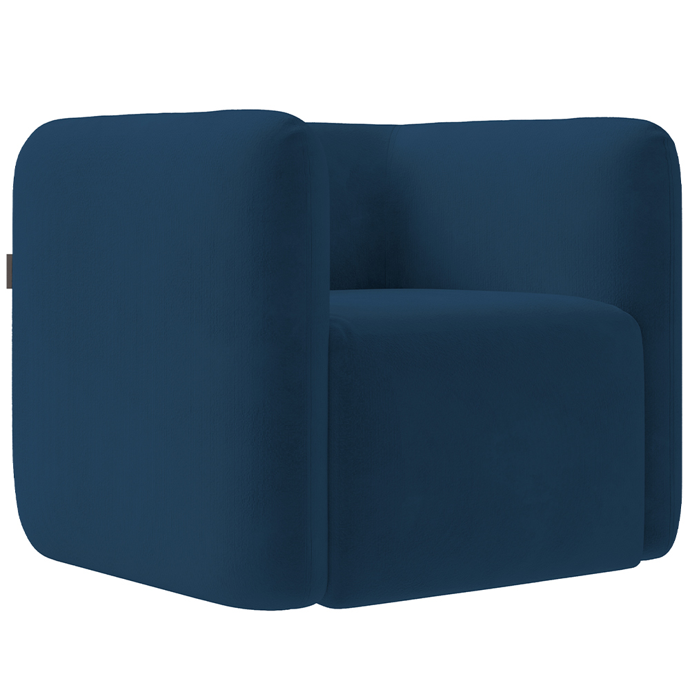 Kit 02 Poltronas Decorativas Para Sala de Estar Fixa Living Peônia K01 Veludo Azul Marinho - Lyam Decor