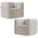 Kit 02 Poltronas Decorativas Para Sala de Estar Fixa Living Peônia K01 Veludo Bege - Lyam Decor