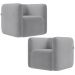 Kit 02 Poltronas Decorativas Para Sala de Estar Fixa Living Peônia K01 Veludo Cinza - Lyam Decor
