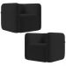 Kit 02 Poltronas Decorativas Para Sala de Estar Fixa Living Peônia K01 Veludo Preto - Lyam Decor