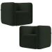 Kit 02 Poltronas Decorativas Para Sala de Estar Fixa Living Peônia K01 Veludo Verde - Lyam Decor