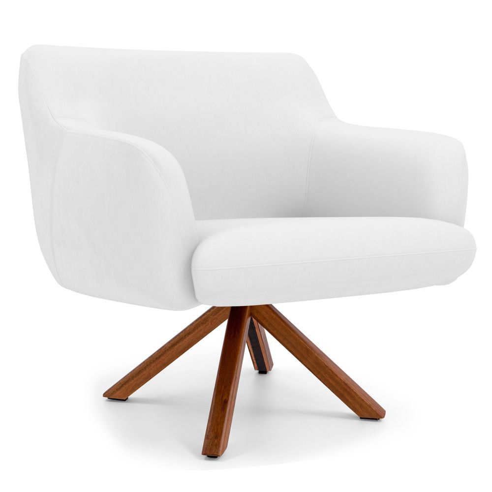 Kit 02 Poltronas Decorativas Para Sala de Estar Jade D02 Corano Branco C-12 - Lyam Decor