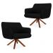 Kit 02 Poltronas Decorativas Para Sala de Estar Jade D02 Corano Preto C-05 - Lyam Decor