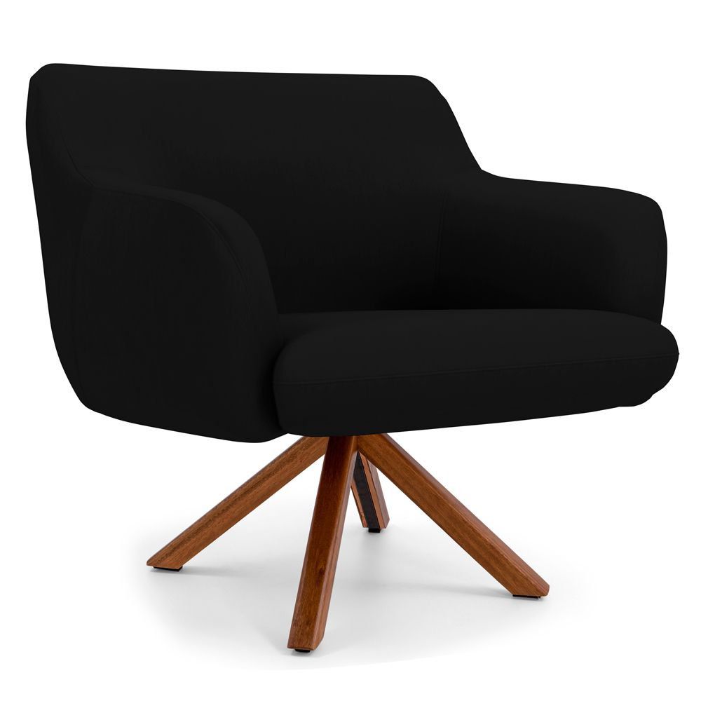 Kit 02 Poltronas Decorativas Para Sala de Estar Jade D02 Corano Preto C-05 - Lyam Decor