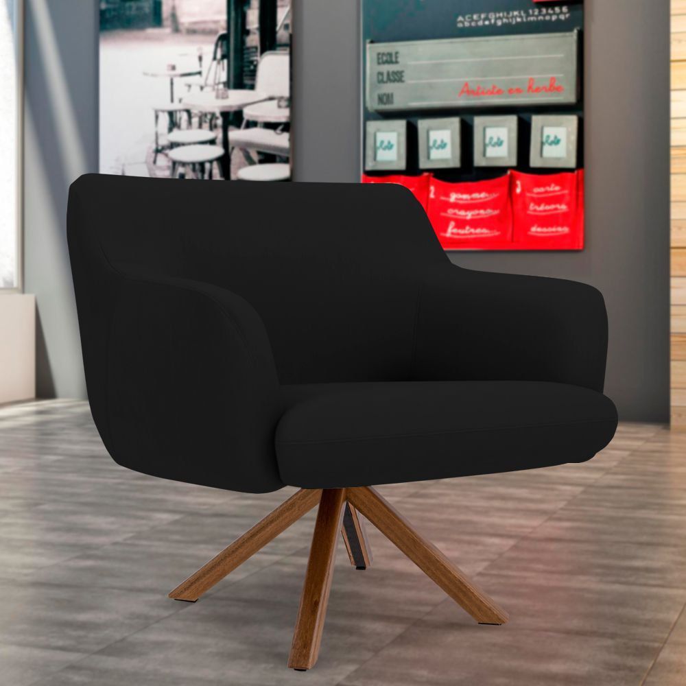 Kit 02 Poltronas Decorativas Para Sala de Estar Jade D02 Corano Preto C-05 - Lyam Decor