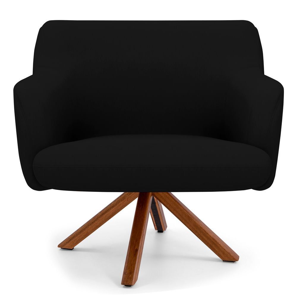 Kit 02 Poltronas Decorativas Para Sala de Estar Jade D02 Corano Preto C-05 - Lyam Decor