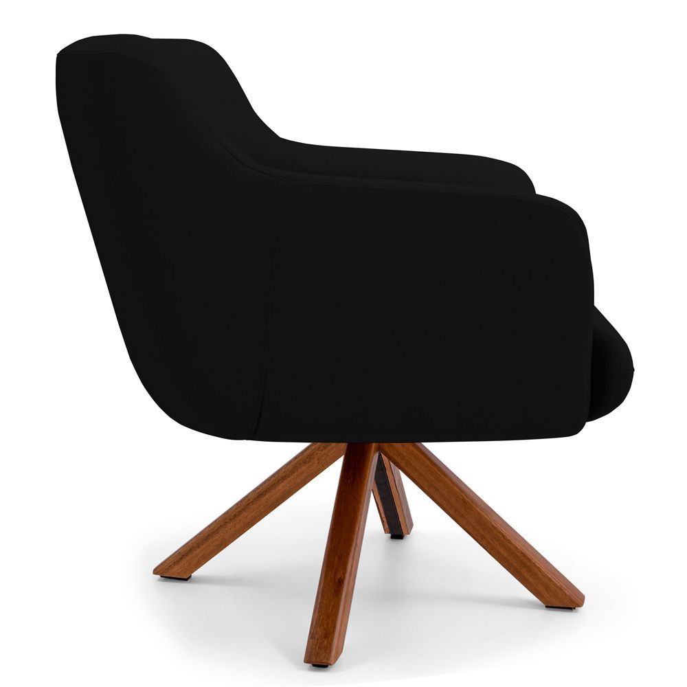 Kit 02 Poltronas Decorativas Para Sala de Estar Jade D02 Corano Preto C-05 - Lyam Decor