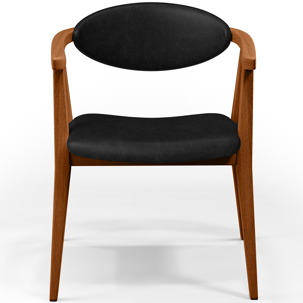 Kit 02 Poltronas Decorativas Para Sala de Estar Jantar Cecília L02 Couríssimo Preto - Lyam Decor