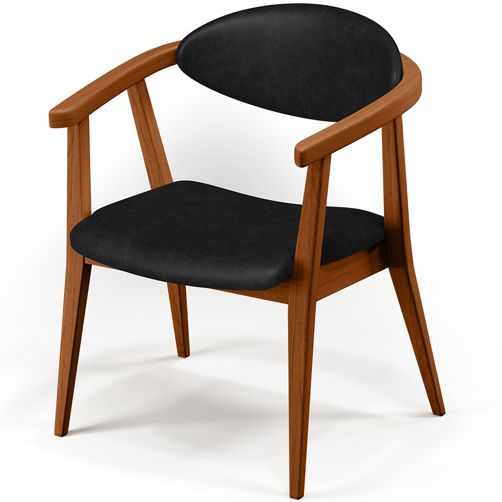 Kit 02 Poltronas Decorativas Para Sala de Estar Jantar Cecília L02 Couríssimo Preto - Lyam Decor