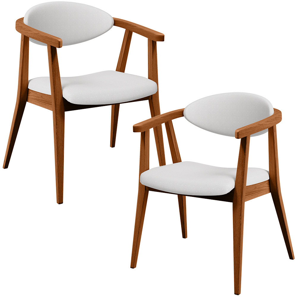 Kit 02 Poltronas Decorativas Para Sala de Estar Jantar Cecília L02 Facto Branco - Lyam Decor