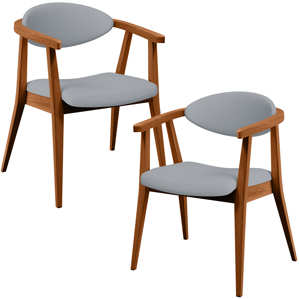 Kit 02 Poltronas Decorativas Para Sala de Estar Jantar Cecília L02 Facto Cinza - Lyam Decor