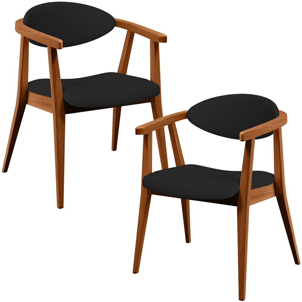 Kit 02 Poltronas Decorativas Para Sala de Estar Jantar Cecília L02 Facto Preto - Lyam Decor