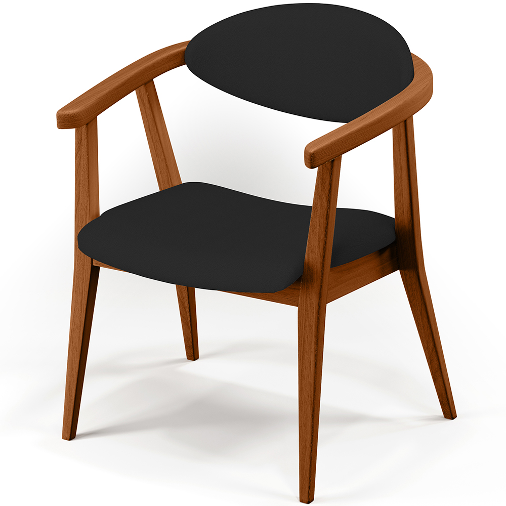 Kit 02 Poltronas Decorativas Para Sala de Estar Jantar Cecília L02 Facto Preto - Lyam Decor