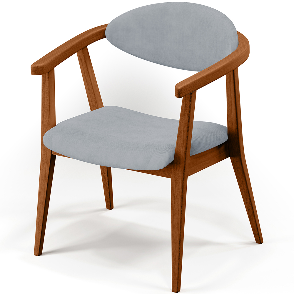 Kit 02 Poltronas Decorativas Para Sala de Estar Jantar Cecília L02 Suede Cinza - Lyam Decor
