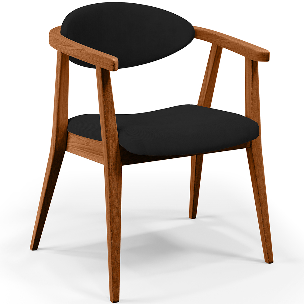 Kit 02 Poltronas Decorativas Para Sala de Estar Jantar Cecília L02 Suede Preto - Lyam Decor