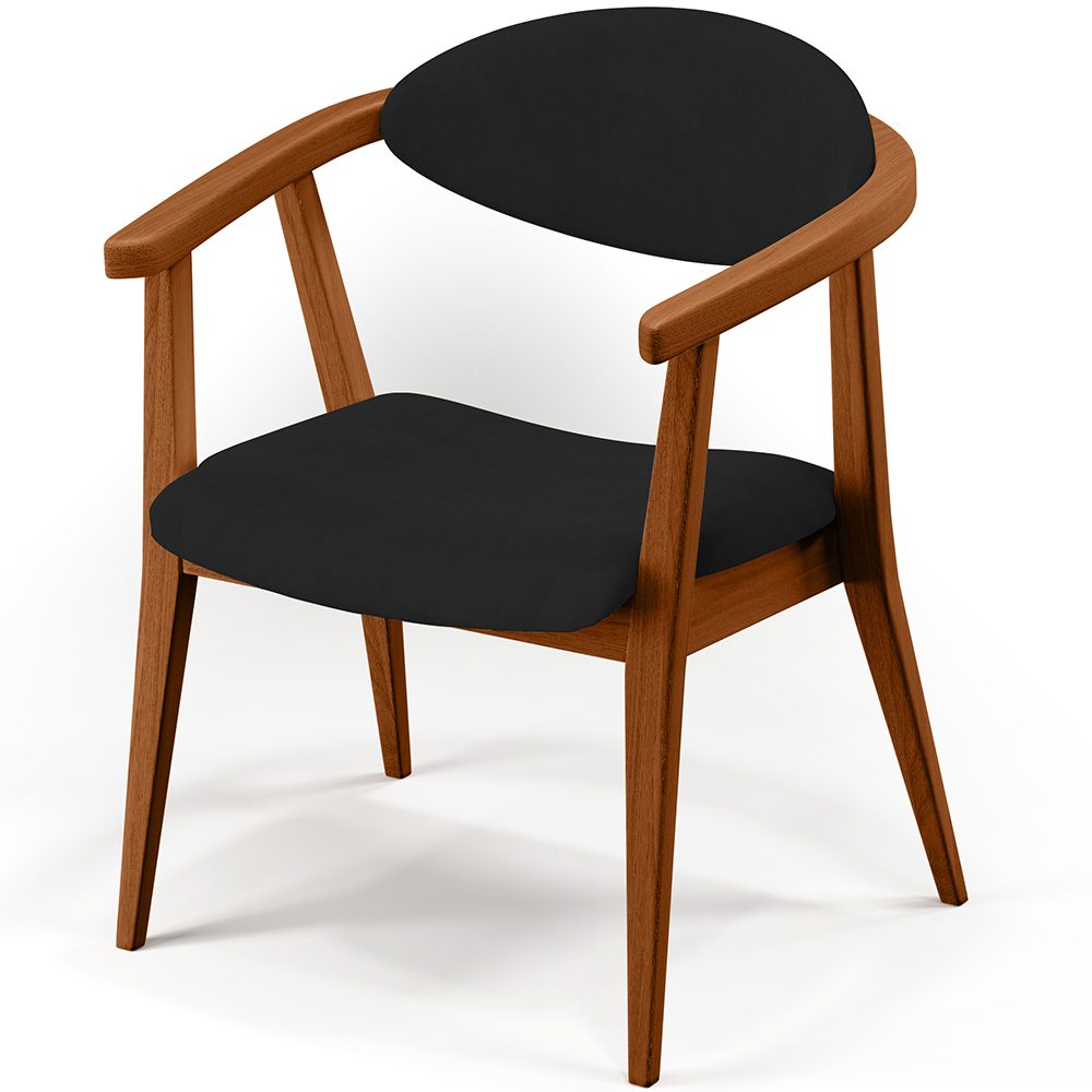 Kit 02 Poltronas Decorativas Para Sala de Estar Jantar Cecília L02 Suede Preto - Lyam Decor