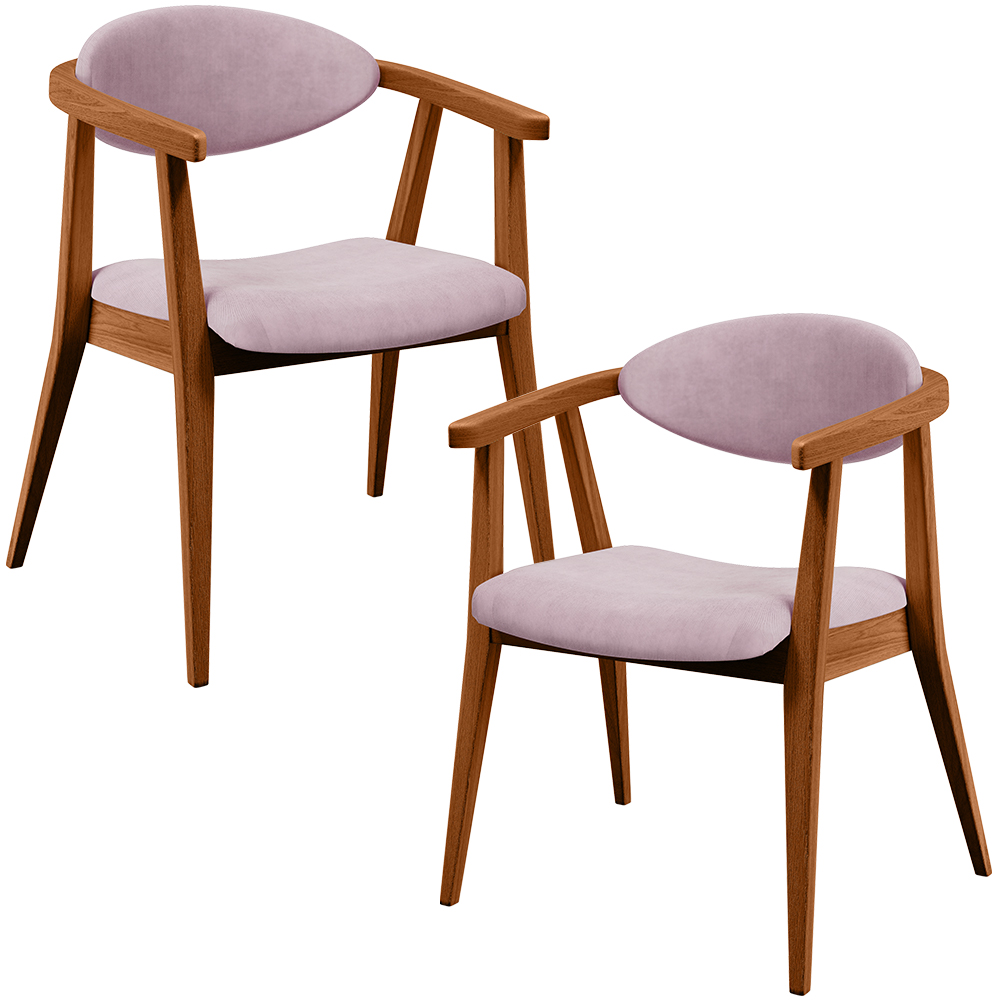 Kit 02 Poltronas Decorativas Para Sala de Estar Jantar Cecília L02 Suede Rosê - Lyam Decor