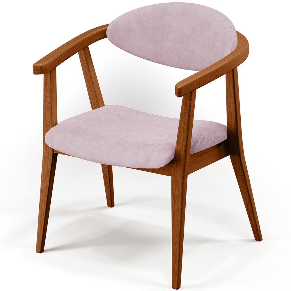Kit 02 Poltronas Decorativas Para Sala de Estar Jantar Cecília L02 Suede Rosê - Lyam Decor