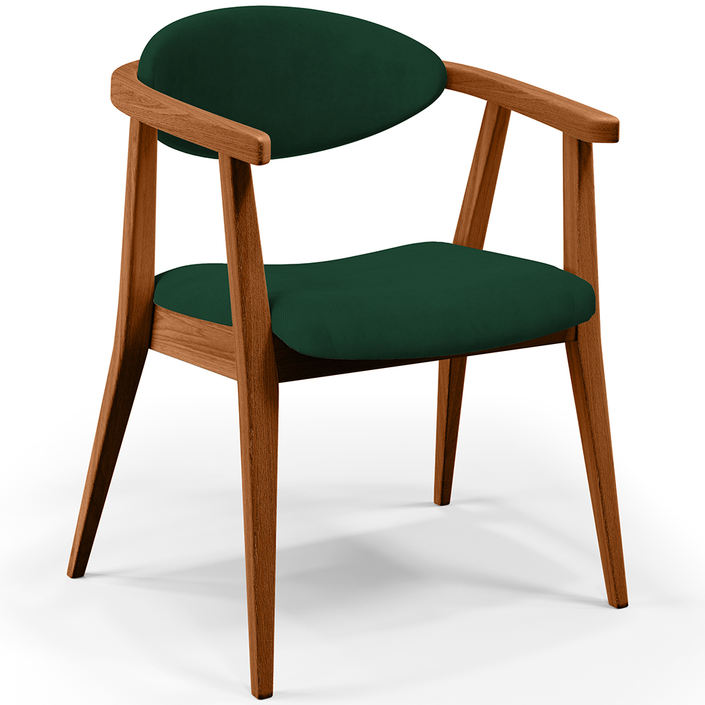 Kit 02 Poltronas Decorativas Para Sala de Estar Jantar Cecília L02 Suede Verde Musgo - Lyam Decor