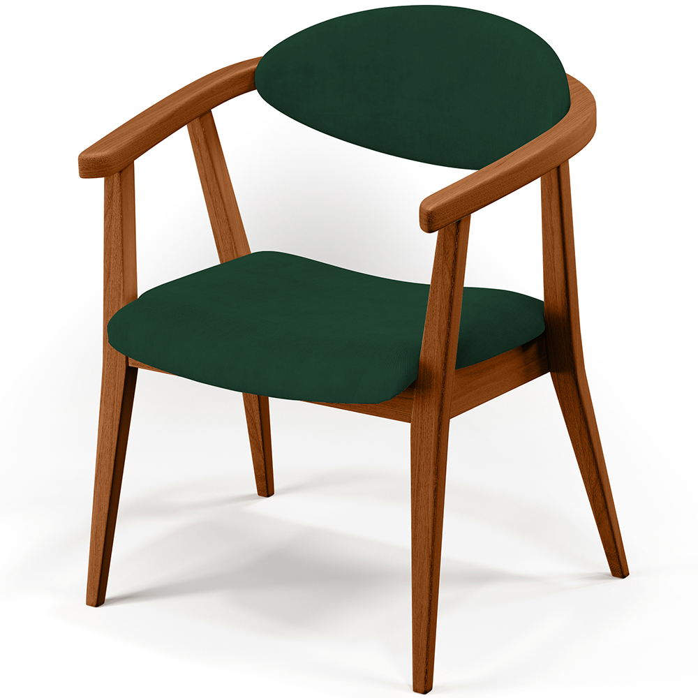 Kit 02 Poltronas Decorativas Para Sala de Estar Jantar Cecília L02 Suede Verde Musgo - Lyam Decor
