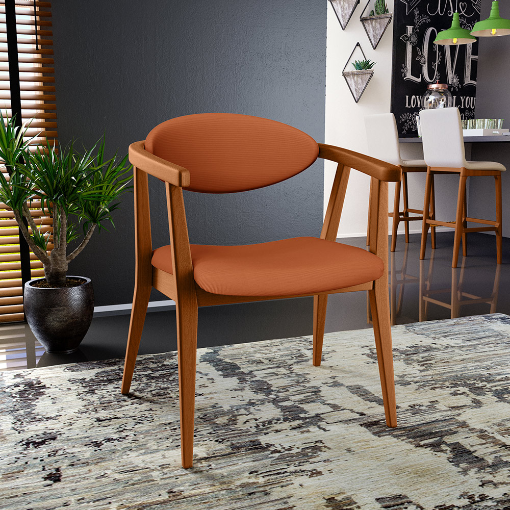 Kit 02 Poltronas Decorativas Para Sala de Estar Jantar Cecília L02 Tecido Terracota - Lyam Decor