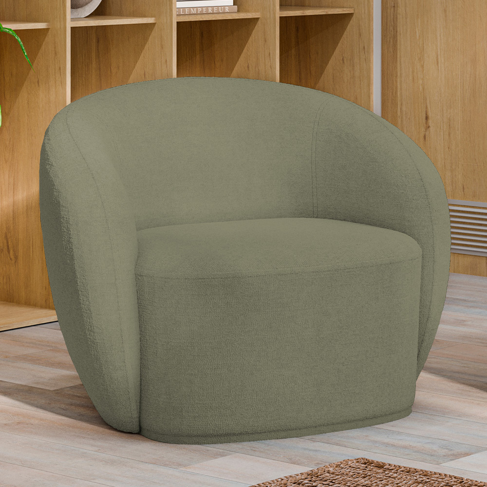 Kit 02 Poltronas Decorativas Para Sala de Estar Living Gliese K01 Bouclê Verde - Lyam Decor