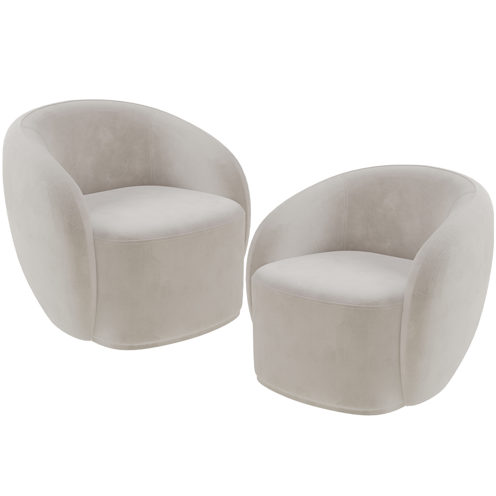 Kit 02 Poltronas Decorativas Para Sala de Estar Living Gliese K01 Veludo Bege - Lyam Decor