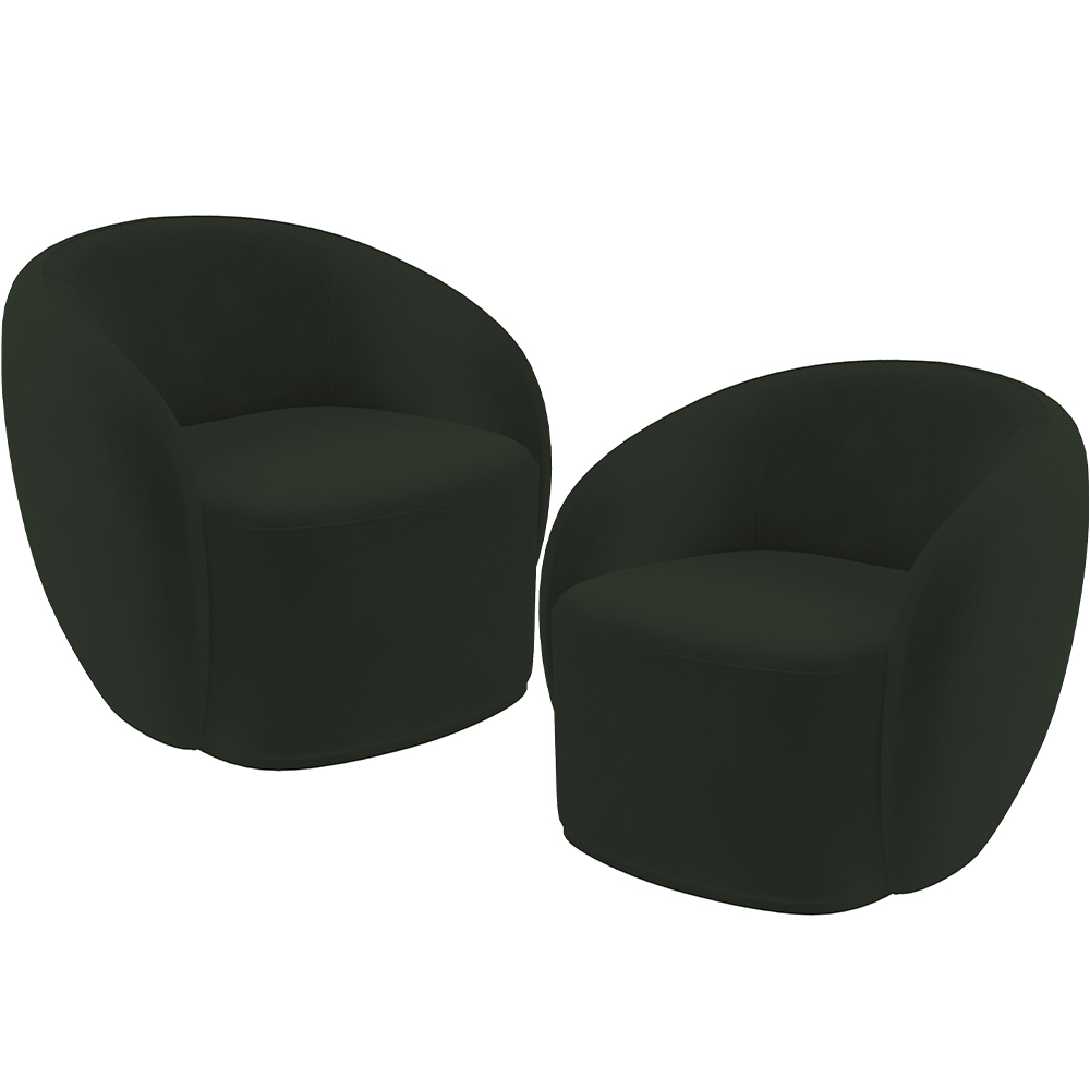 Kit 02 Poltronas Decorativas Para Sala de Estar Living Gliese K01 Veludo Verde - Lyam Decor