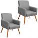Kit 02 Poltronas Decorativas Para Sala de Estar Maria W01 Linho Cinza Escuro - Lyam Decor