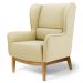 Kit 02 Poltronas Decorativas Para Sala de Estar Milena D02 Base de Madeira Corano Bege C-26 - Lyam Decor