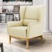 Kit 02 Poltronas Decorativas Para Sala de Estar Milena D02 Base de Madeira Corano Bege C-26 - Lyam Decor