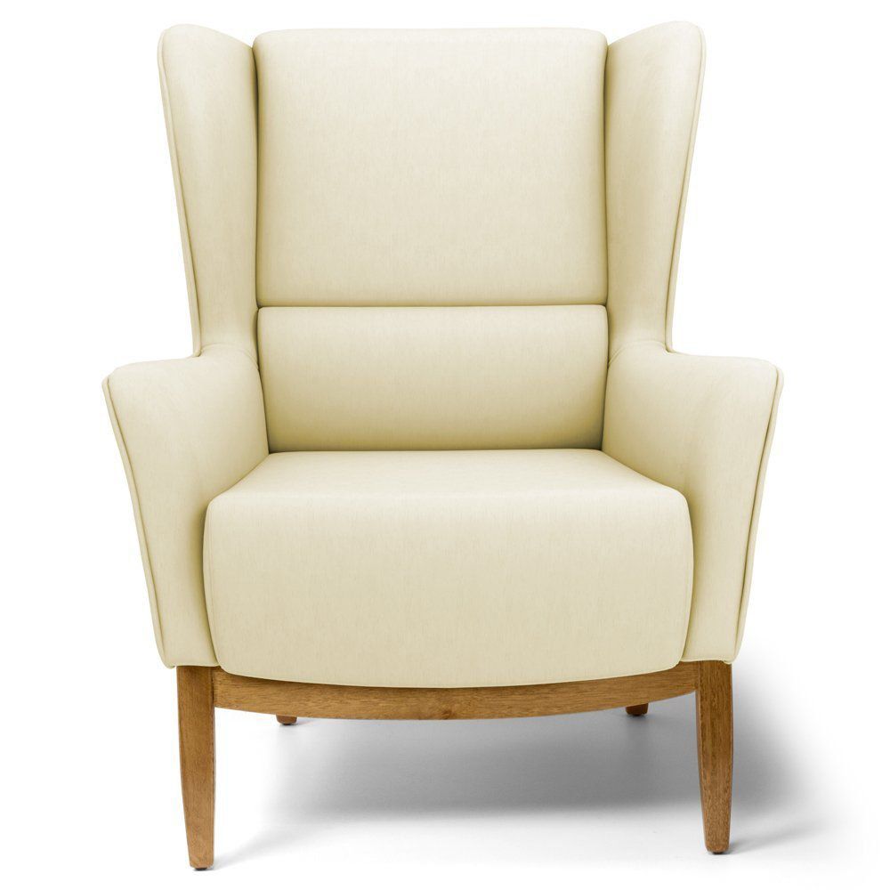 Kit 02 Poltronas Decorativas Para Sala de Estar Milena D02 Base de Madeira Corano Bege C-26 - Lyam Decor