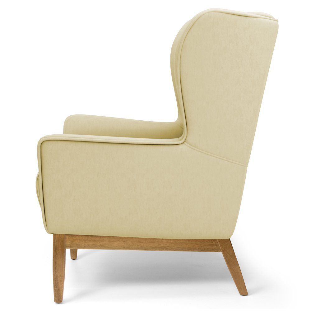 Kit 02 Poltronas Decorativas Para Sala de Estar Milena D02 Base de Madeira Corano Bege C-26 - Lyam Decor