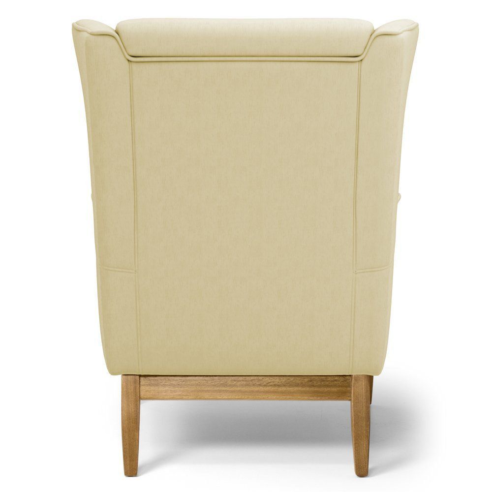 Kit 02 Poltronas Decorativas Para Sala de Estar Milena D02 Base de Madeira Corano Bege C-26 - Lyam Decor