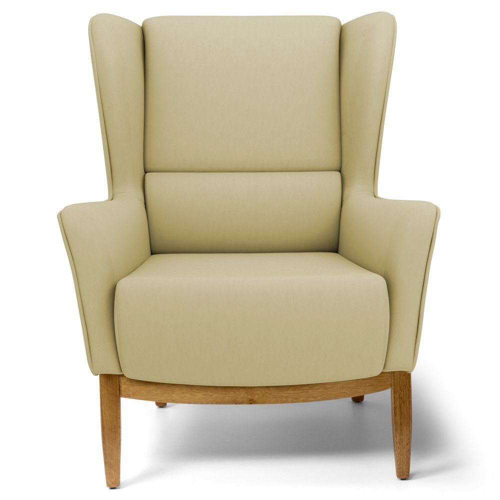 Kit 02 Poltronas Decorativas Para Sala de Estar Milena D02 Base de Madeira Corano Bege Escuro C-19 - Lyam Decor