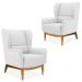 Kit 02 Poltronas Decorativas Para Sala de Estar Milena D02 Base de Madeira Corano Branco C-12 - Lyam Decor