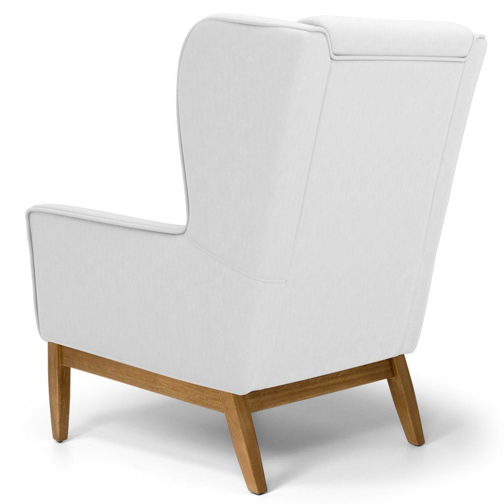 Kit 02 Poltronas Decorativas Para Sala de Estar Milena D02 Base de Madeira Corano Branco C-12 - Lyam Decor