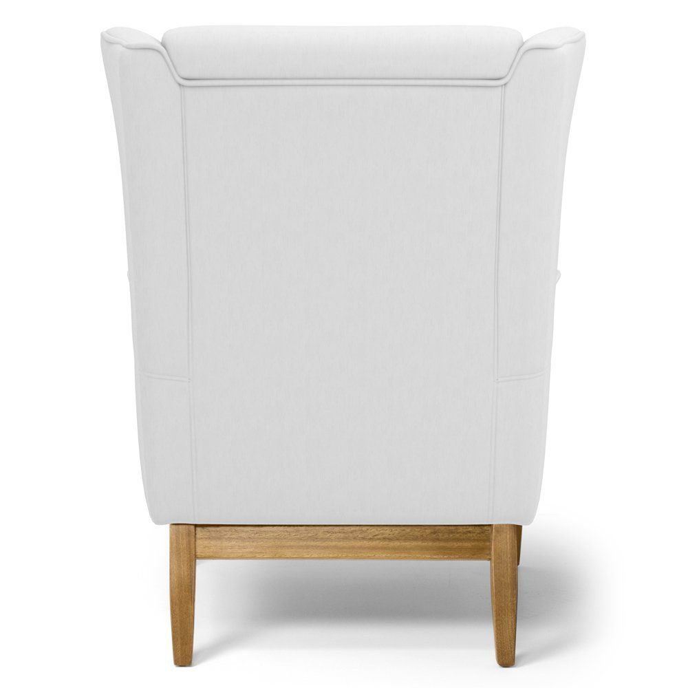 Kit 02 Poltronas Decorativas Para Sala de Estar Milena D02 Base de Madeira Corano Branco C-12 - Lyam Decor
