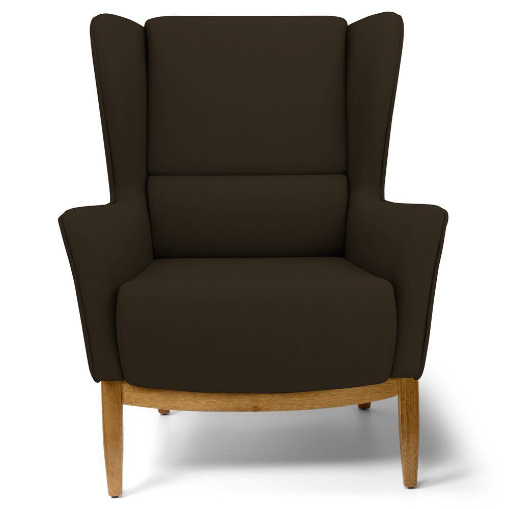 Kit 02 Poltronas Decorativas Para Sala de Estar Milena D02 Base de Madeira Corano Marrom C-34 - Lyam Decor