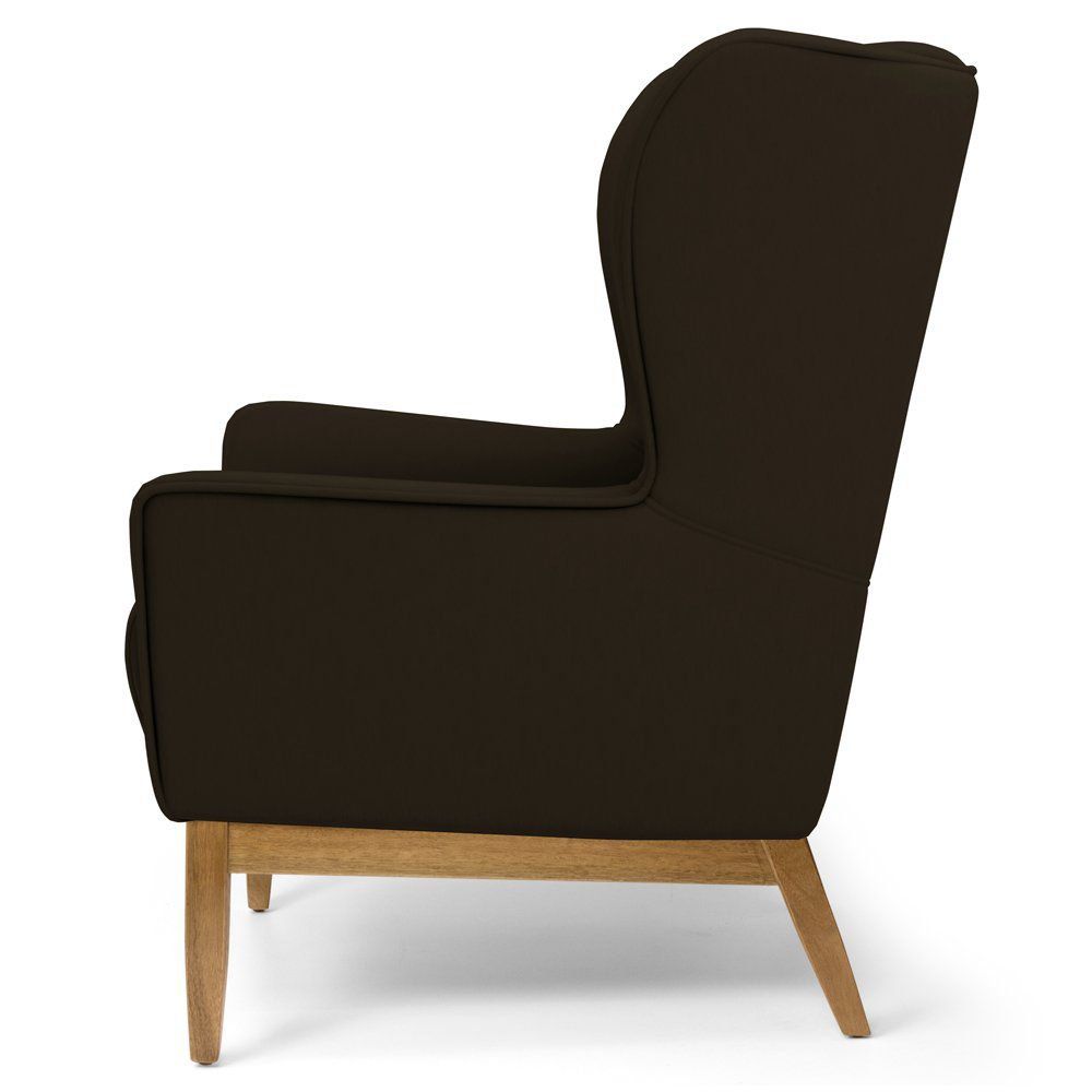 Kit 02 Poltronas Decorativas Para Sala de Estar Milena D02 Base de Madeira Corano Marrom C-34 - Lyam Decor